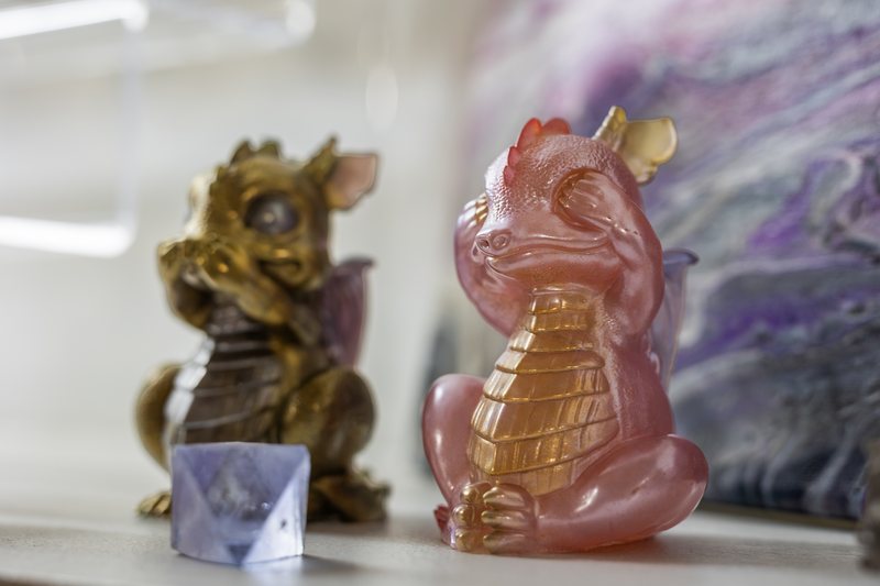 Hand-painted epoxy resin sculptures by Leah Argabright